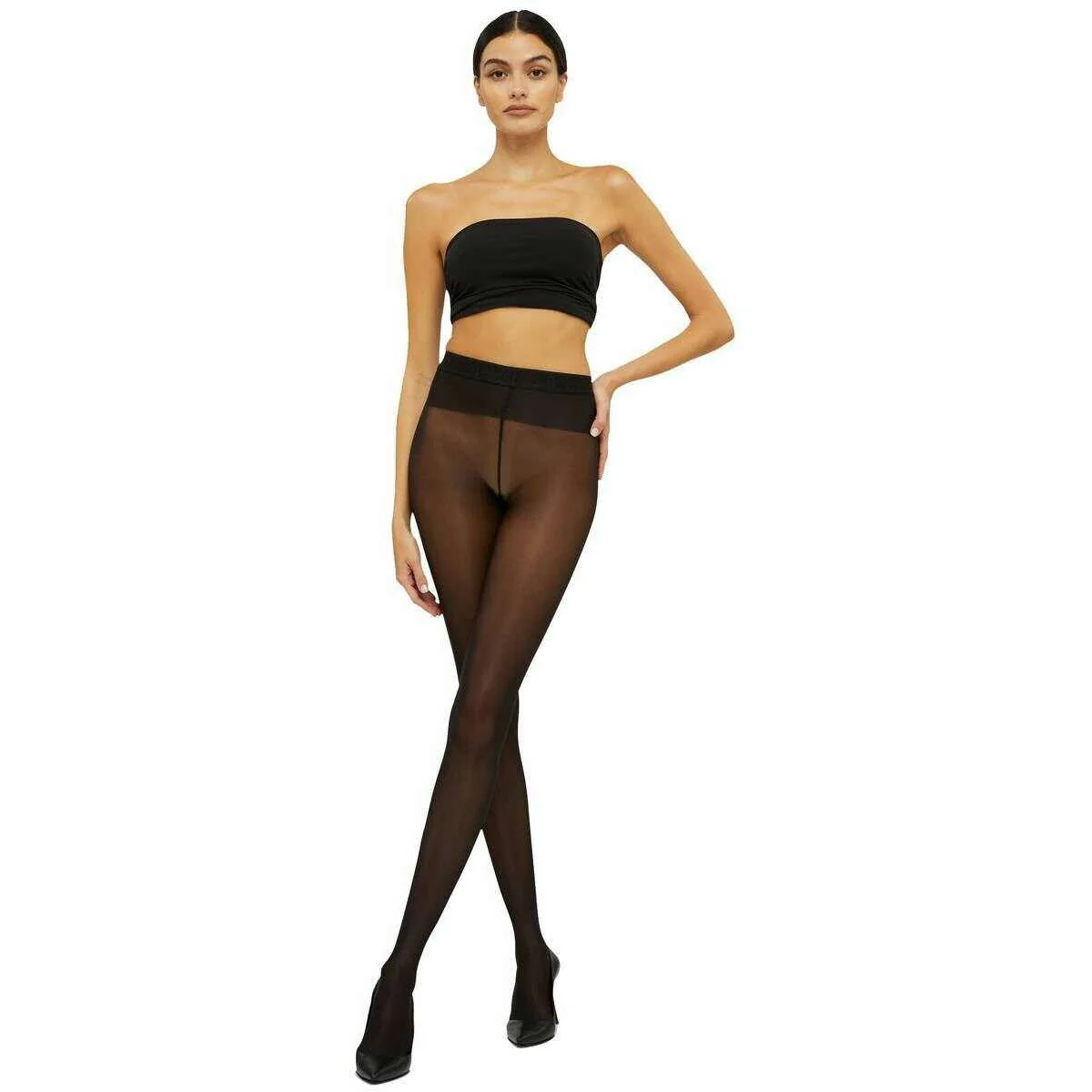 Wolford Neon Semi-Sheer 40 Denier Tights - Black - Image 5