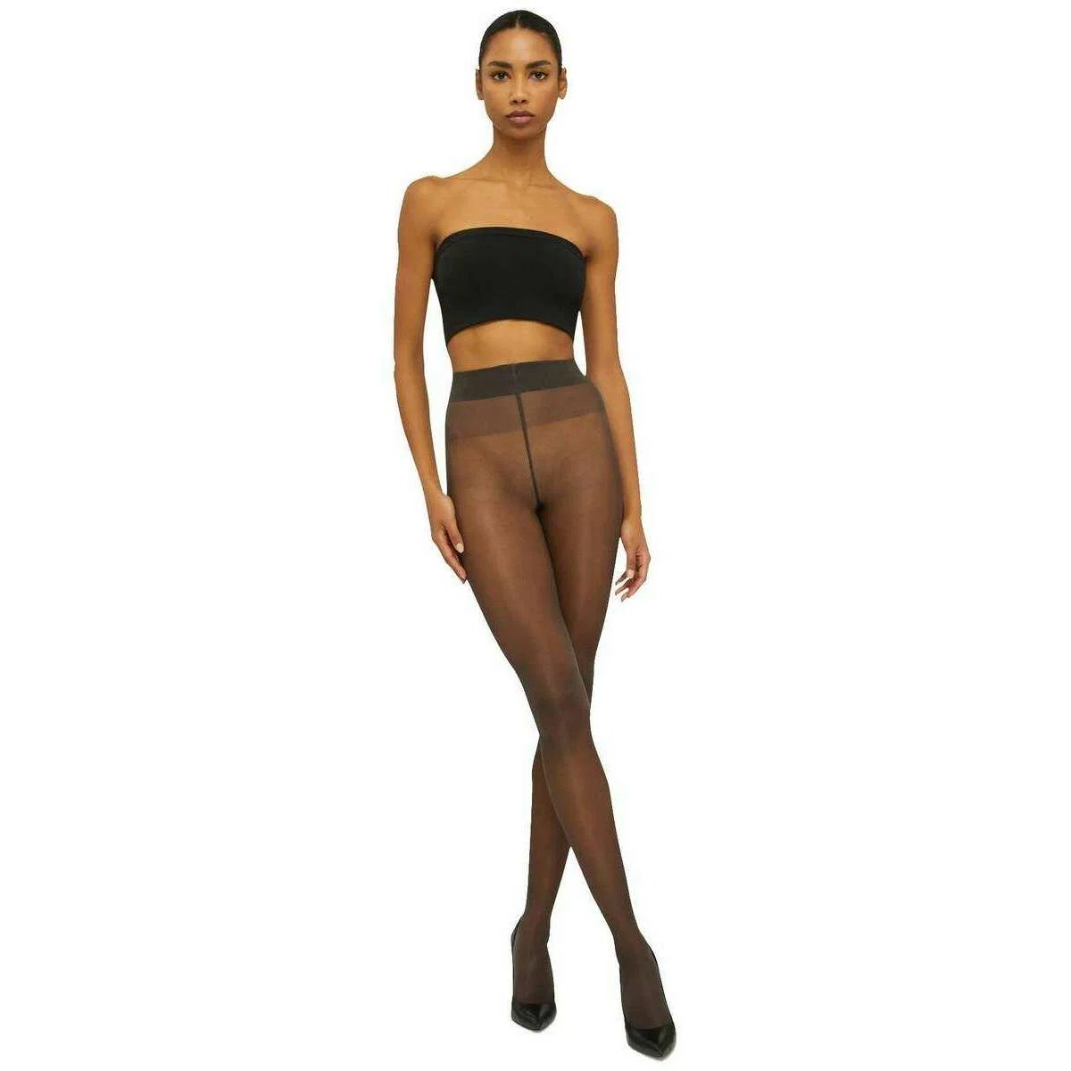 Wolford Satin Touch Sheer Shimmer 20 Denier Tights - Nearly Black - Image 5