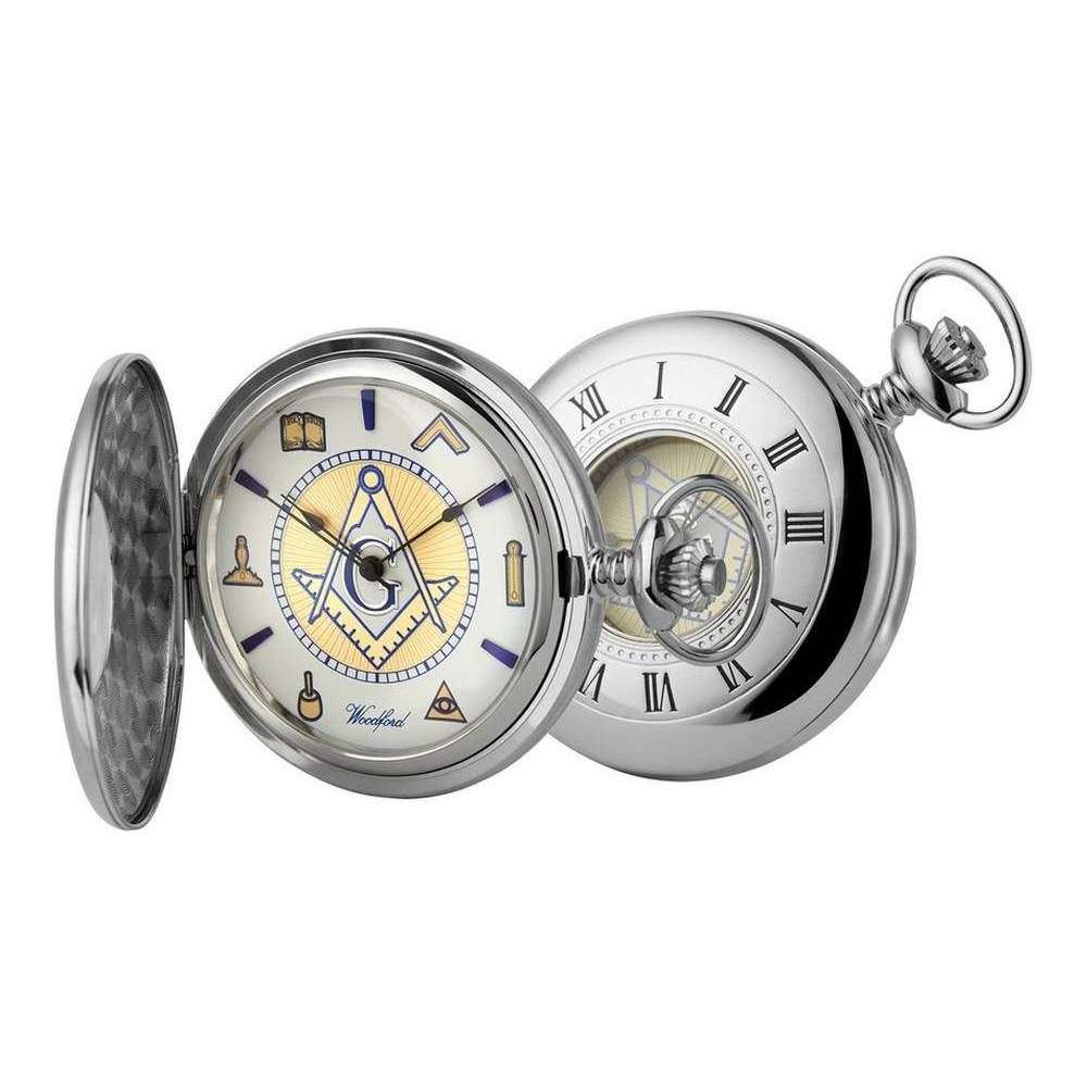Woodford Masonic Albert Pocket Watch - Silver - Image 3