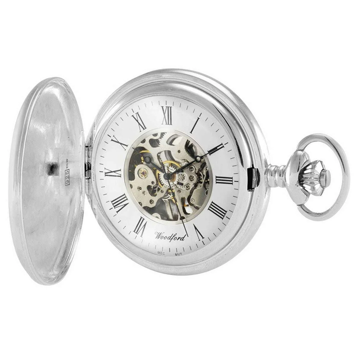 Woodford Sterling Silver Full Hunter Pocket Watch - Silver - Image 2