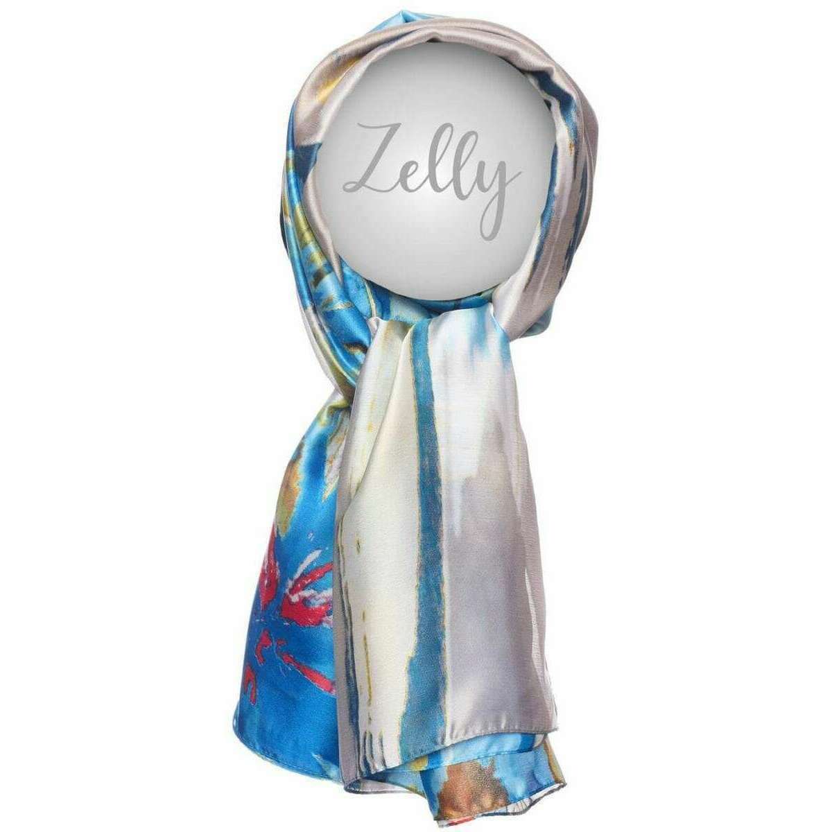 Zelly Abstract Floral Scarf - Blue