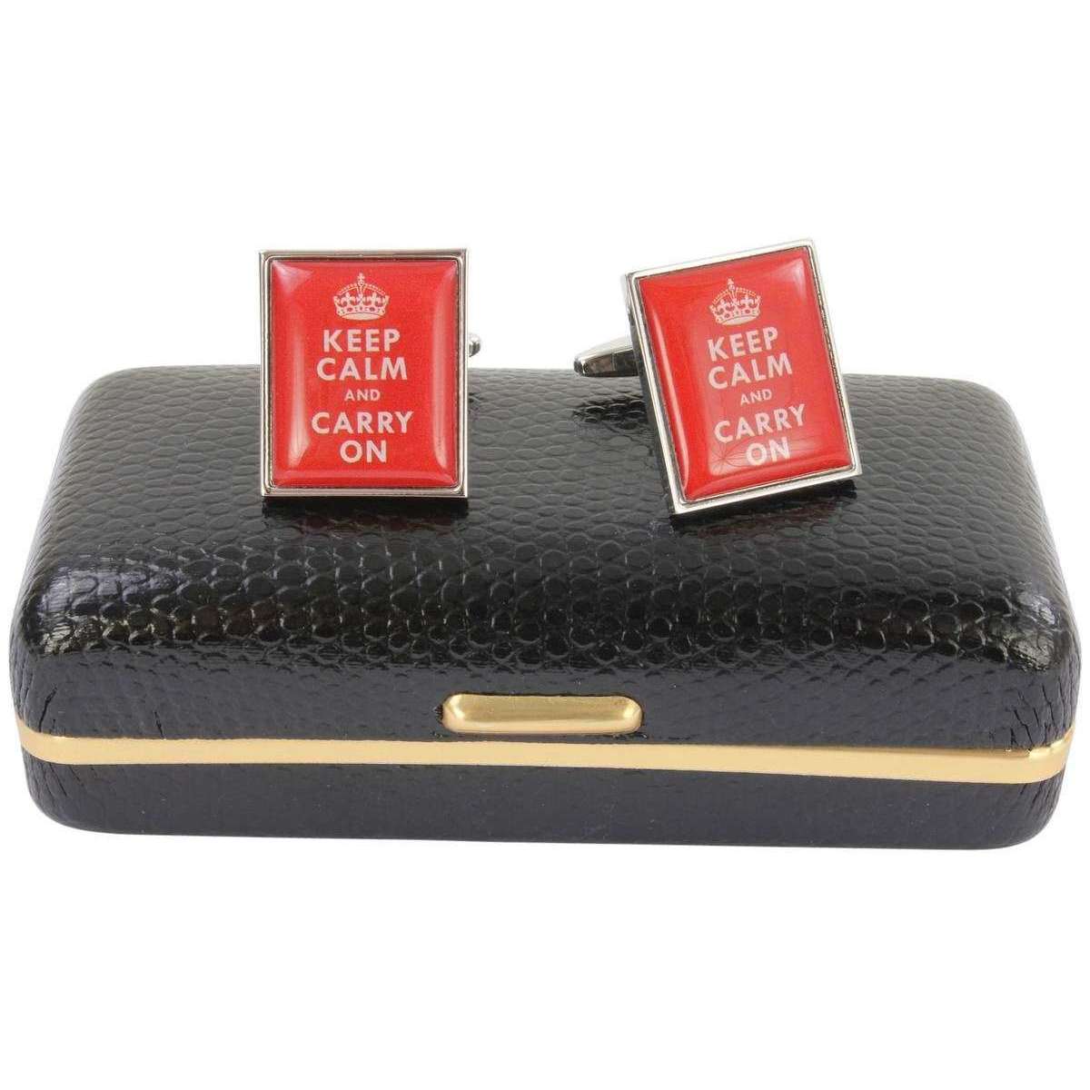 Zennor Keep Calm and Carry On Cufflinks - Red - Image 6