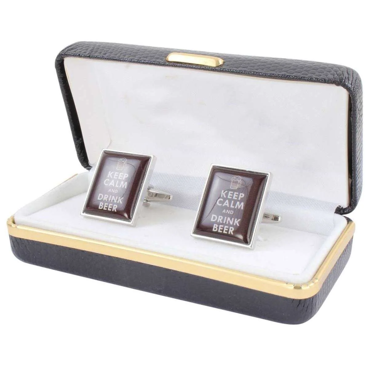 Zennor Keep Calm and Drink Beer Cufflinks - Caramel - Image 3
